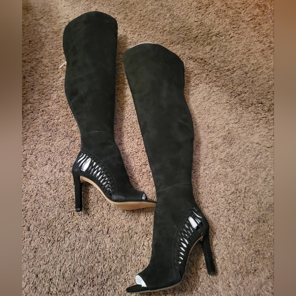 Vince Camuto Shassa Womens Suede Leather Peep Toe Over-The-Knee Boots - Picture 8 of 14